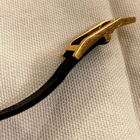 Hermes Hapi Gold Plated Tour Wrap Leather Bracelet - Black - IN GREAT CONDITION! - Picture 6 of 15